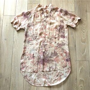 Wilfred Silk Antique Floral Print Blouse in Cream Size XXS